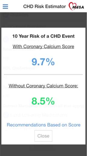 MESA CHD Risk Score screenshot 2