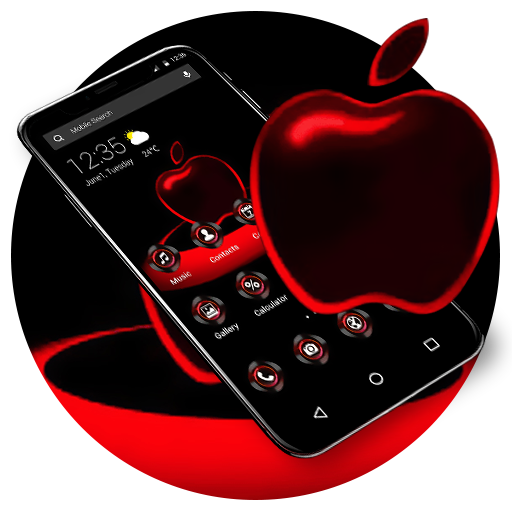 Red Neon Apple Dark APUS Launcher Theme icon
