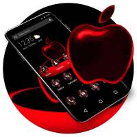 Red Neon Apple Dark APUS Launcher Theme