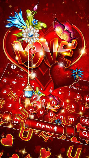 Valentines Red Love Heart Gravity Keyboard screenshot 2