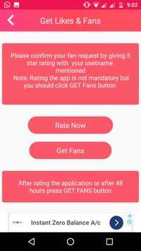 Get Fans Followers : Like Share Subscriber screenshot 4