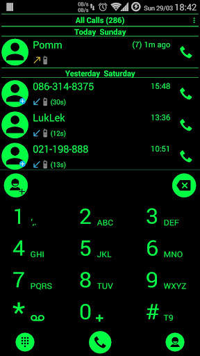 Dialer Theme Black Green drupe screenshot 6