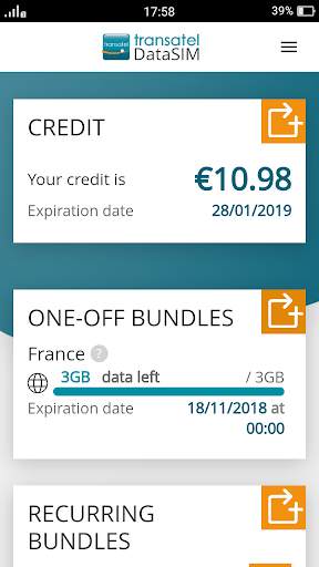 My DataSIM account - Transatel screenshot 1