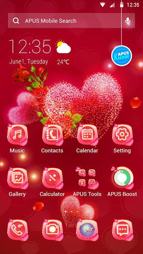 Red rose love-APUS launcher  free theme 4 تصوير الشاشة