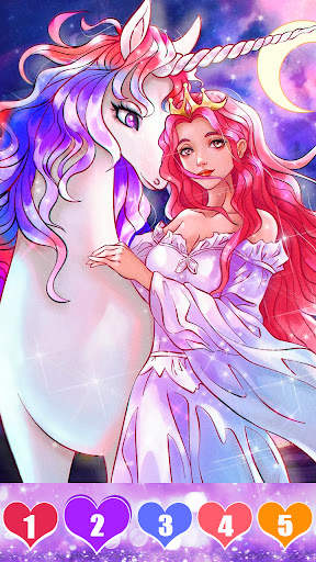 Unicorn color by number: Coloring games offline screenshot 1
