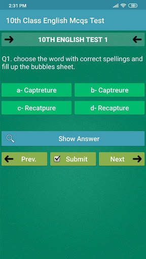 10th Class English MCQS Test : 10th std eng mcq screenshot 4