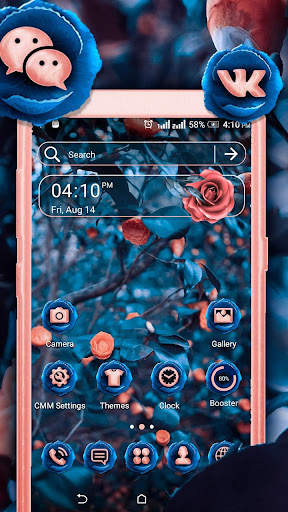 Blue Pink Rose Launcher Theme screenshot 1