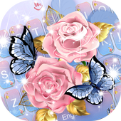 Pink Rose Blue Butterfly icon