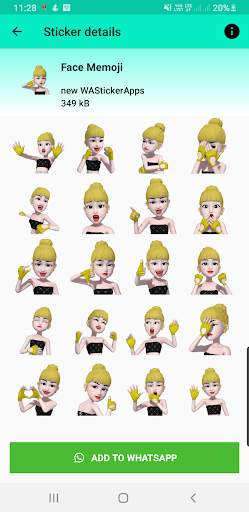 animated stickers for whatsapp - yellow cute girl screenshot 4