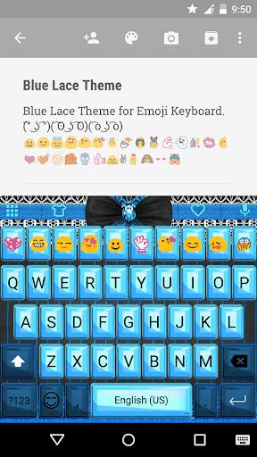 Blue Lace Emoji Keyboard Theme screenshot 1