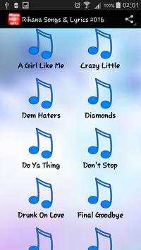 Rihana Song Lyrics 2016 screenshot 1