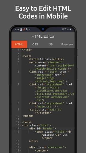 Code Editor Mobile Free - Python, C, HTML, JS, CSS screenshot 2
