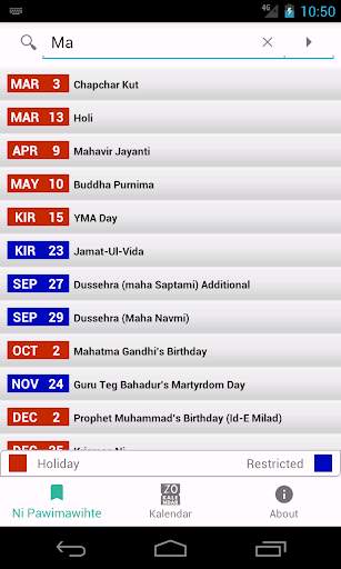 Zo Kalendar screenshot 2