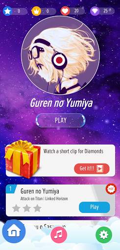 Anime Piano Tiles Offline - Free Magic Piano Games screenshot 1