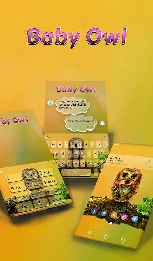 Baby Owl Animated Keyboard   Live Wallpaper screenshot 1