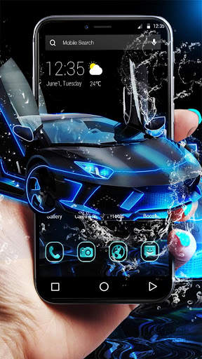 Blue Neon Sports Car APUS Launcher Theme screenshot 1