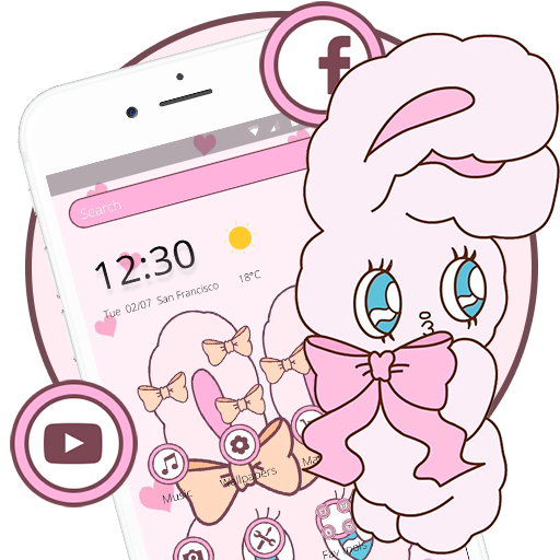 Cartoon Pink Bow Rabbit Theme🐰 icon