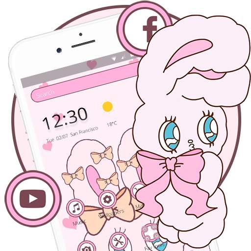 Cartoon Pink Bow Rabbit Theme🐰 1.1.5