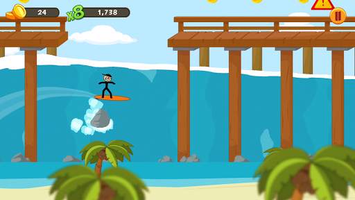 Stickman Surfer скриншот 1