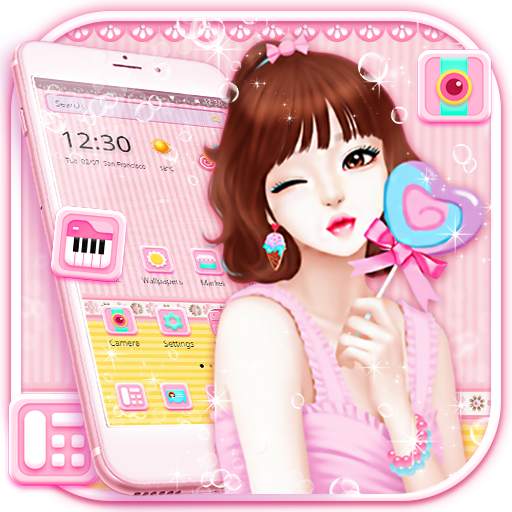 Pink Cute candy Girl Theme 1.1.1