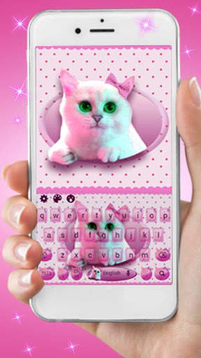 Cute Kitty Pink Bow Keyboard screenshot 1