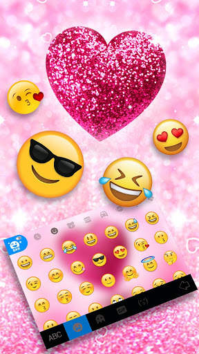 Pink Glitter Heart Keyboard Theme screenshot 3