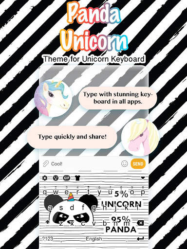 Panda Unicorn Keyboard Theme for Girls screenshot 1