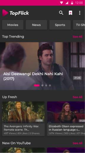 TopFlick: watch videos, like and share on whatsapp screenshot 4