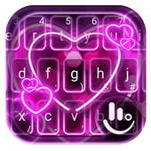 Sparkling Neon Purple Hearts Light Keyboard Theme 6.5.31.2019