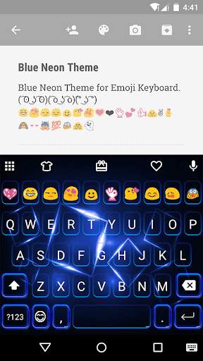 Blue Neon Emoji Keyboard Theme screenshot 1