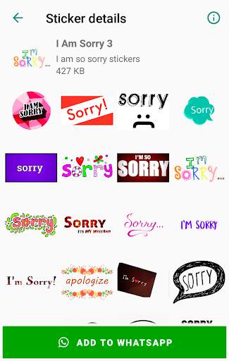 I am sorry stickers for WhatsApp - WAStickerApps screenshot 6