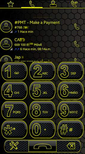 THEME SWIPE DIALER DARK SPACE YELLOW screenshot 1