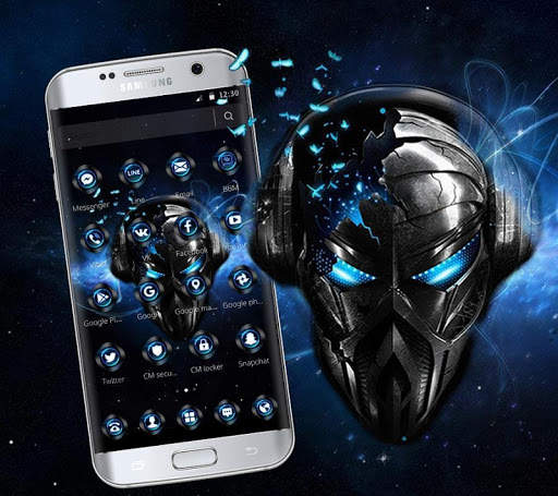Blue Tech Metallic Skull Theme screenshot 3
