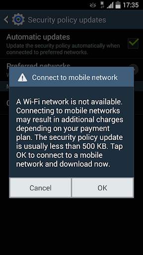 Samsung Security Policy Update screenshot 2