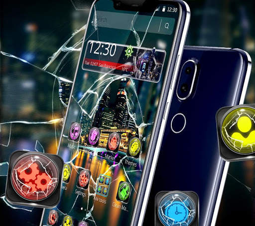 Broken Screen Night City Theme🌃 screenshot 2