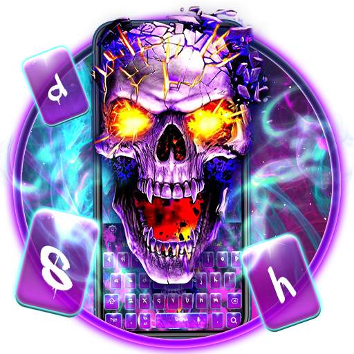 Burning Purple Skull Keyboard Theme 10001002