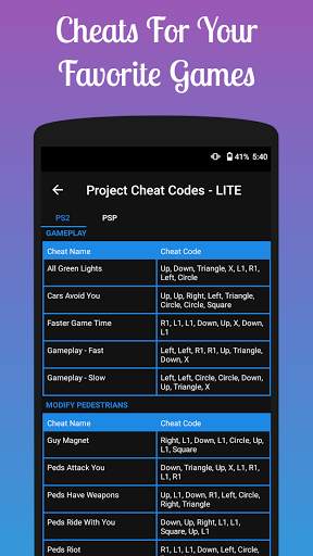 Project Cheat Codes - LITE screenshot 1