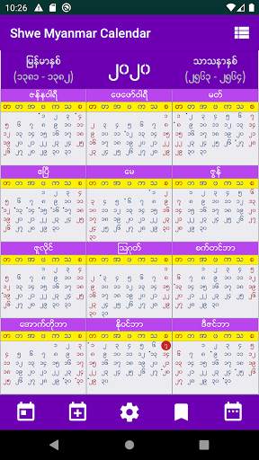 Shwe Myanmar Calendar screenshot 1