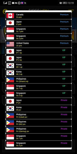 Siege VPN screenshot 2