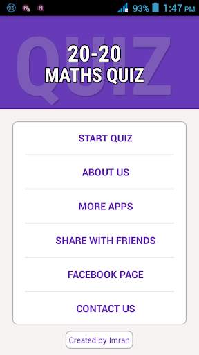 20-20 Maths Quiz screenshot 1