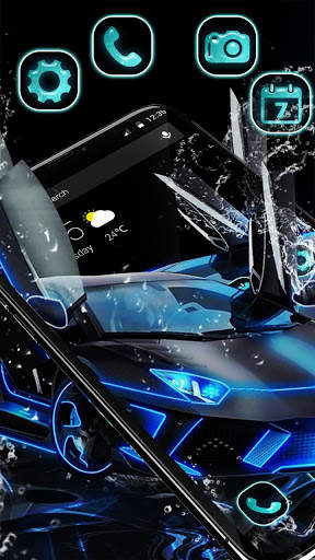 Blue Neon Sports Car APUS Launcher Theme screenshot 2