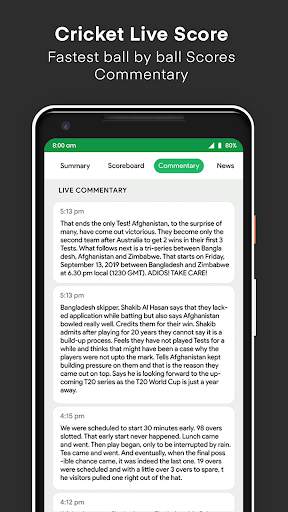 Live Cricket Score : Live Line, Schedule & News screenshot 6