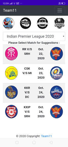 Team11 - A.I Team Builder for Cricket Fantasy Apps screenshot 1