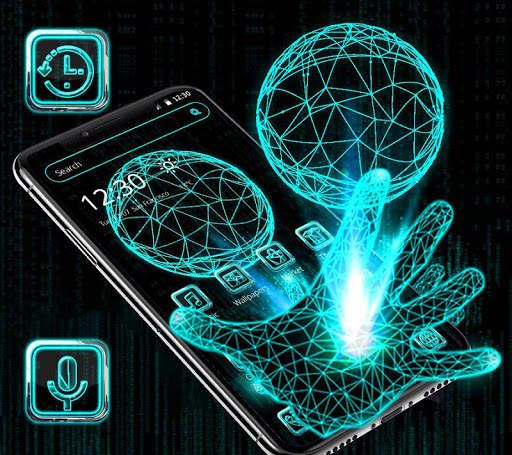 Neon Blue Technology Launcher Theme screenshot 4