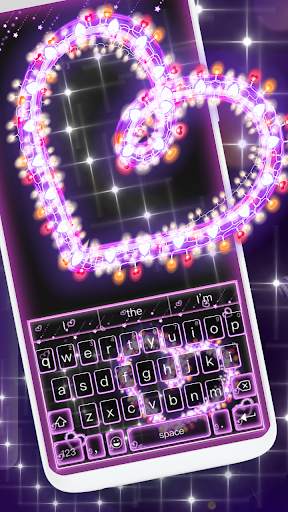 Sparkling Heart Neon Keyboard Theme स्क्रीनशॉट 2