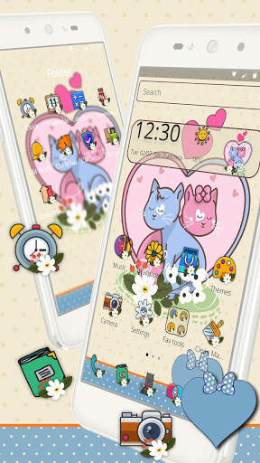 Cute Couple Love Cat Theme screenshot 2