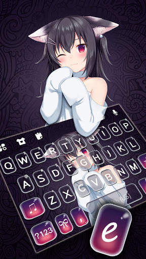 Kawaii Cat Girl Keyboard Background screenshot 2