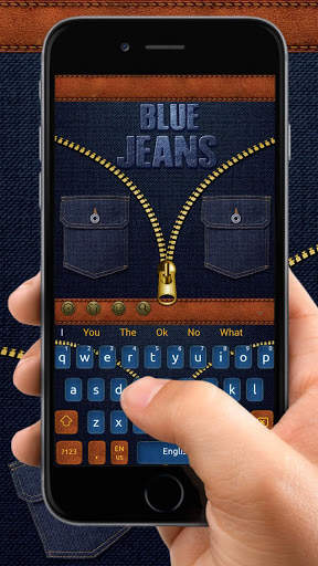 Blue Jeans Gold Zipper Keyboard Theme screenshot 1