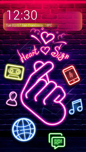 Violet Neon Finger Heart Theme💕 screenshot 1