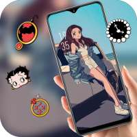 Cute anime girl leaning driving theme logo